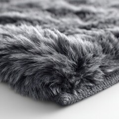 Obraz premium Elegant Gray Faux Fur Rug Texture, Soft and Luxurious Close Up