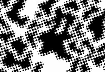 Fototapeta premium Black and white halftone dot pattern forming abstract camouflage texture
