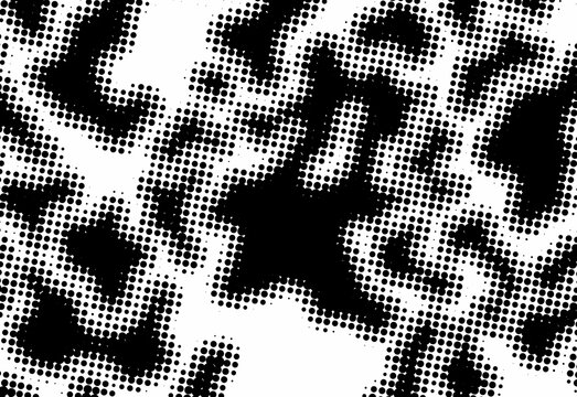 Black and white halftone dot pattern forming abstract camouflage texture