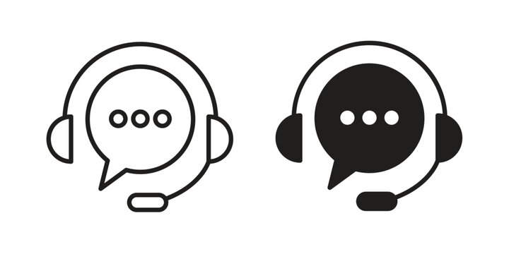 Live chat icon silhouette design. Editable stroke outline icon on white background