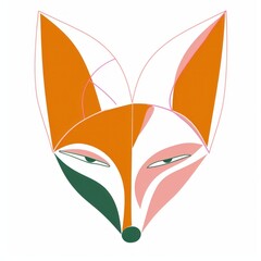 Fototapeta premium Retro minimalist symmetrical fox animal shark fish.