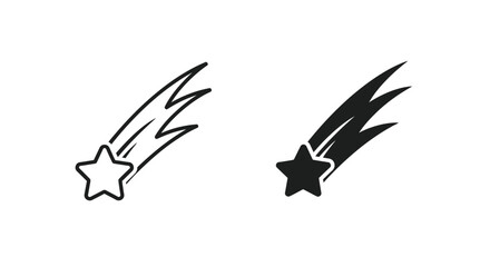 Two shooting star icons one light and one dark silhouette © MALA