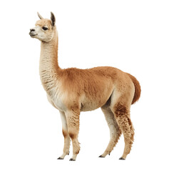 Fototapeta premium Llama standing tall with a curious expression against a bright white background