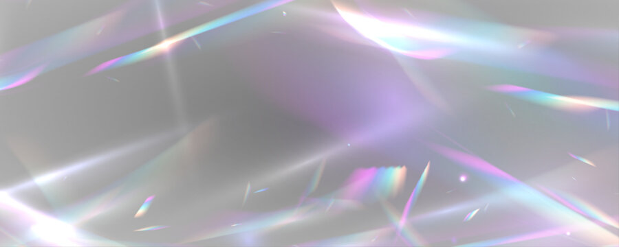 Neon crystal rainbow prism glistens through diamond glass glitter. PNG vector lens captures sparkle with glowing glare and luminous flare effect. Light refractions create depth.