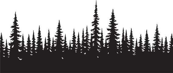 Taiga Treeline Jagged Spruce and Fir Forest Silhouette © ShamimReza