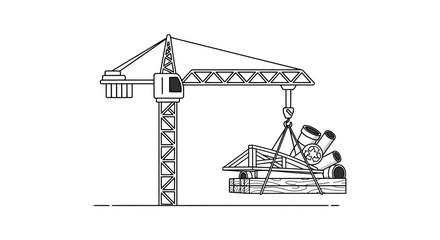 Construction crane lifting heavy load. © ayana