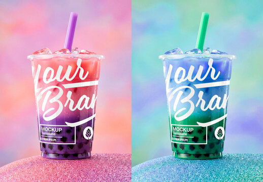 Iced Bubble Tea Drink Mockup