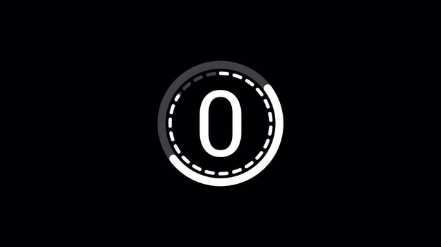 5 to 0 seconds countdown on black