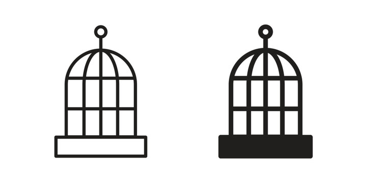 Bird cage icon. Black and White Vector Illustrations. line icon vector pictogram