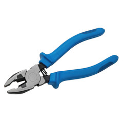Fototapeta premium Blue locking pliers with serrated gripping edges and cutting jaw isolated on transparent background