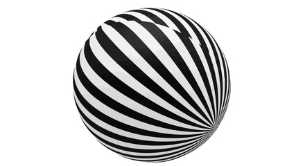 Black and White Striped Sphere on White Background