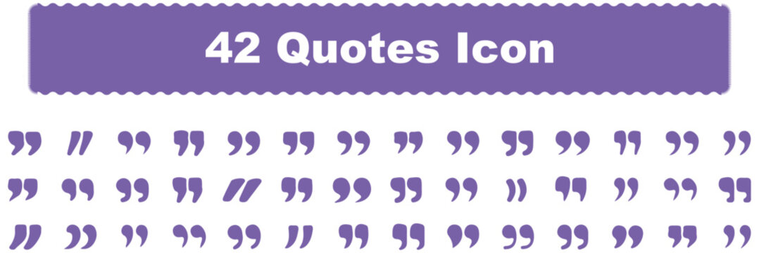 Set of quote mark, quotes icon, sign, symbol, emblem. Ditto marks icon set. Quotation marks. Dialogue discussion symbol for UI UX, website, mobile app