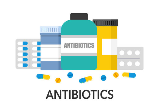 Medical antibiotic concept banner. Antibiotic medicine vector illustration