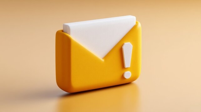 Digital Email Envelope Icon with Exclamation Mark Representing Online Fraud Alert