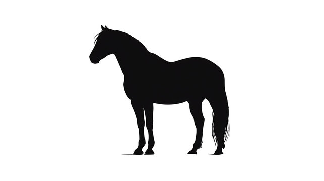 A majestic horse in silhouette standing gracefully against a simple background. The horse's form is highlighted