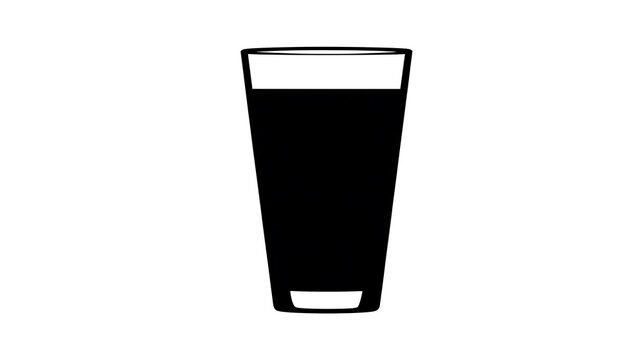 A dark liquid beverage in a transparent glass. The glass is depicted on its own, showcasing its contents