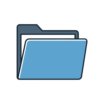 Blue Folder Icon with Document Inside.