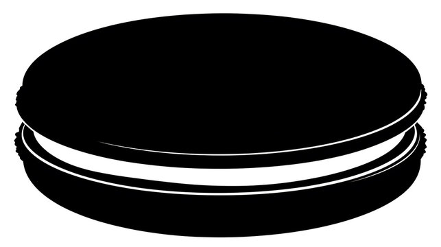 A delicious and elegant silhouette of a French macaron dessert. The macaron appears to be in a perfect and tempting state