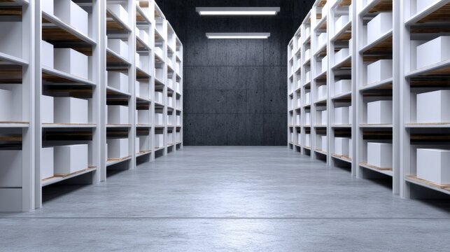 Visual Representation of Empty Warehouse Shelves in Supply Chain Context