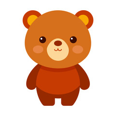 Fototapeta premium A brown cartoon bear with a rounded body and a simple smiling face standing vertically on a plain white background.