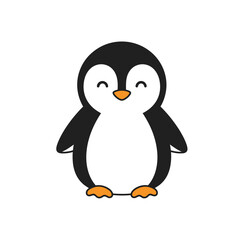 Obraz premium Cute happy penguin cartoon character isolated on white background 