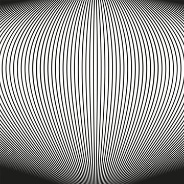 Optical illusion background. Vertical line bulge. 3d cylinder Vector. Geometric volume shape