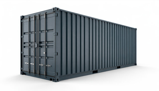 Dark Gray Shipping Container on White Background cargo container