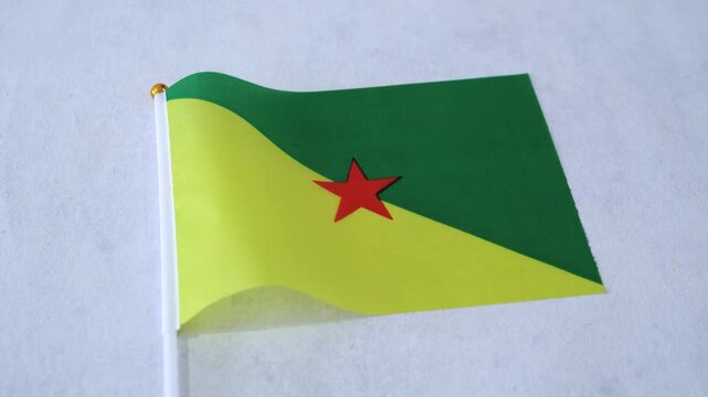 Flag of French Guiana in South America. Concept of Guyane flag white background.