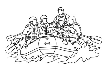 People Rafting in Inflatable Boat