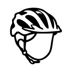 Logo club ciclista. Dibujo con líneas de la cabeza de un niño con casco ciclista. Icono equipo de protección de ciclismo  © teracreonte