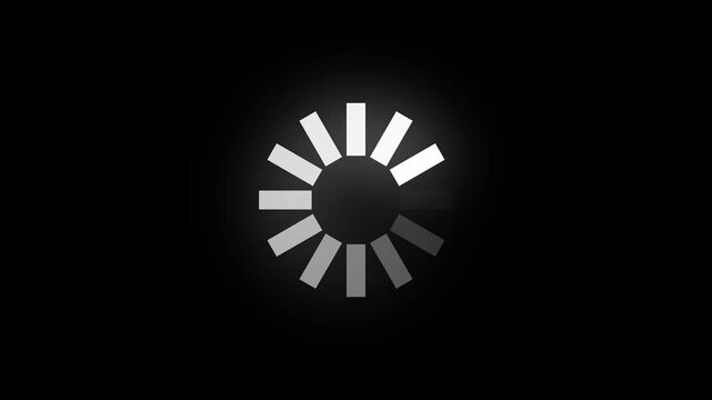 Animated spinning waiting icon, Loading circle animation on black screen. Wheel loading concept icon. 4k video.