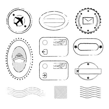 Vintage tavel and post stamps vector