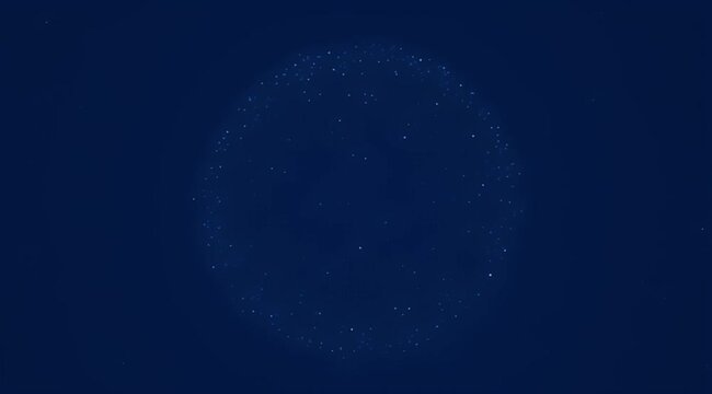 A dark blue background with faint, scattered blue dots forming a circular pattern