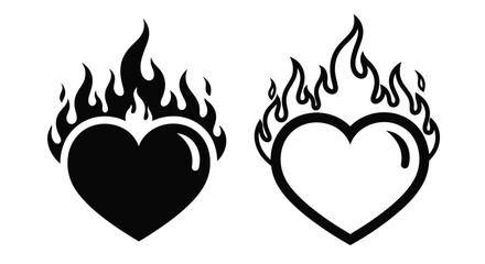Two black hearts engulfed in flames a striking graphic design © Mama