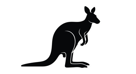 A striking silhouette of a kangaroo in a standing position © Mama