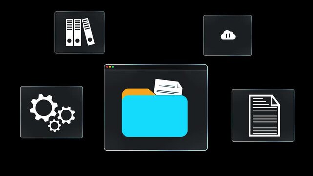 Automated process for efficient file and documentation storage. Online documentation database and document management system with secure archiving and organized folders for business data management.