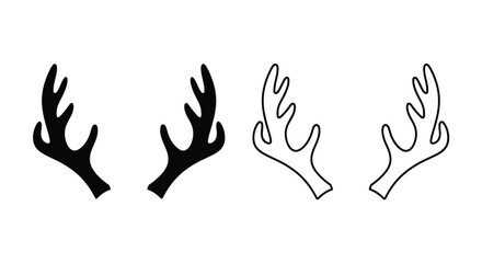 Four stylized reindeer antlers in black and white line art © Mama