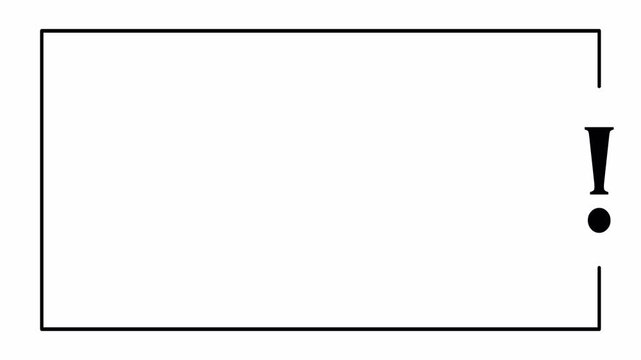 exclamation mark and rectangle border in transparent background in 4K animation warning alert with alpha channel 