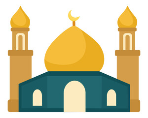 Illustration of a Mosque with Golden Dome © Yoshef