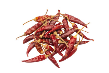 Fototapeta premium Pile of Dried Red Chili Peppers in a Top Down View, Spicy Seasoning and Cooking Ingredient Cutout Isolated on Transparent Background
