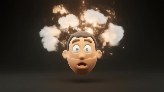 Animated man with surprised expressions.