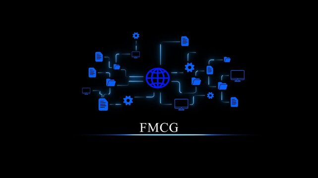 Digital Network Connection with Global Data Exchange and F M C G Industry Concept FMCG industry interconnected systems