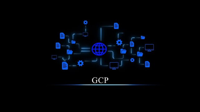 Glowing Digital Network with Connected Devices and Cloud Computing for G C P Technology Presentation