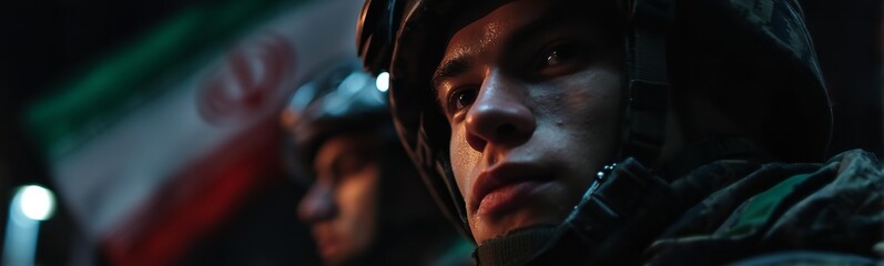 Obraz premium A military man looking at the camera against a dark background