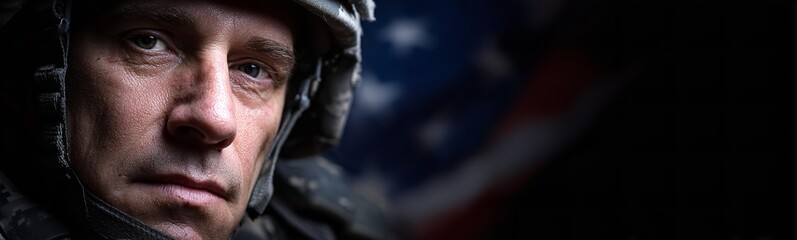 Obraz premium A military man looking at the camera against a dark background