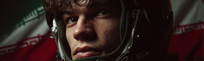 Obraz premium A military man looking at the camera against a dark background