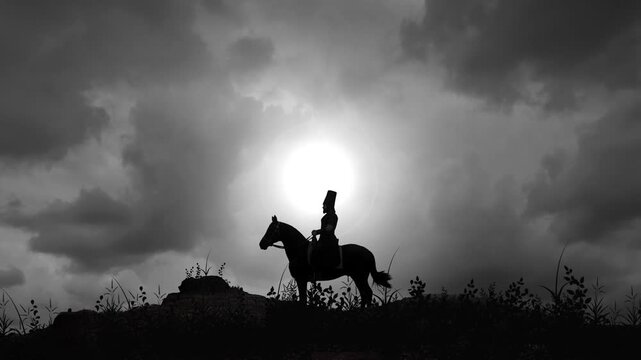 Ancient Persian King on Horse at Sunrise