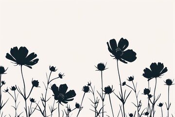 Naklejka premium Flower border silhouette clip art backgrounds pattern plant.