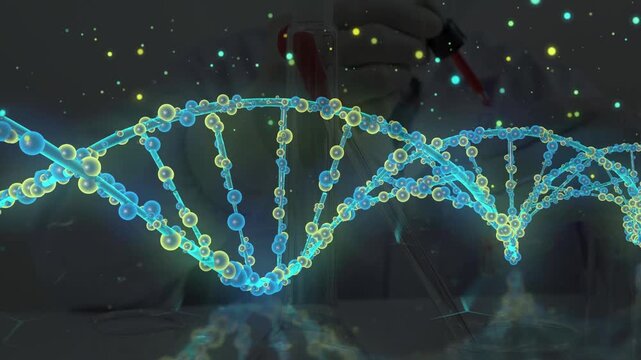DNA Testing animation. Scientist testing DNA biochemistry in laboratory. health care concept.