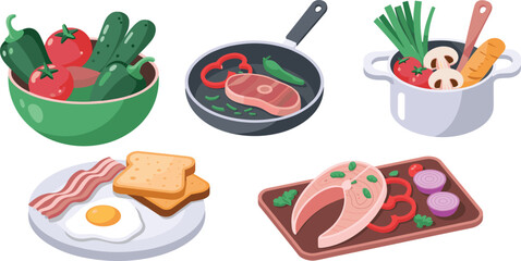 Collection of various colorful water buckets and pails in different shapes and styles for cleaning tasks © Sheikh